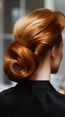 Naklejka premium Step-by-Step Hairstyle Tutorial in a Modern Stylish Salon 