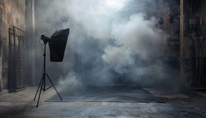 Studio Lighting Setup With Smoke in an Abandoned Building