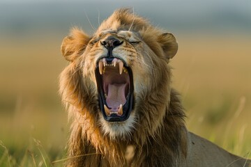 screaming lion with teeth