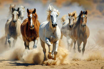 Fototapeta premium herd of horses in the field