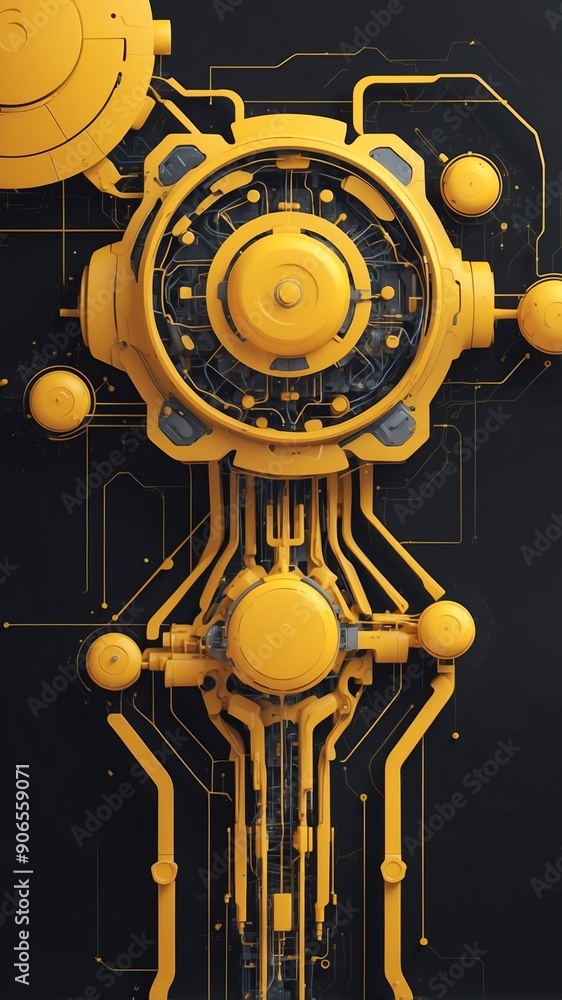 Poster yellow machine learning nodes ai concept technology abstract background with copy space