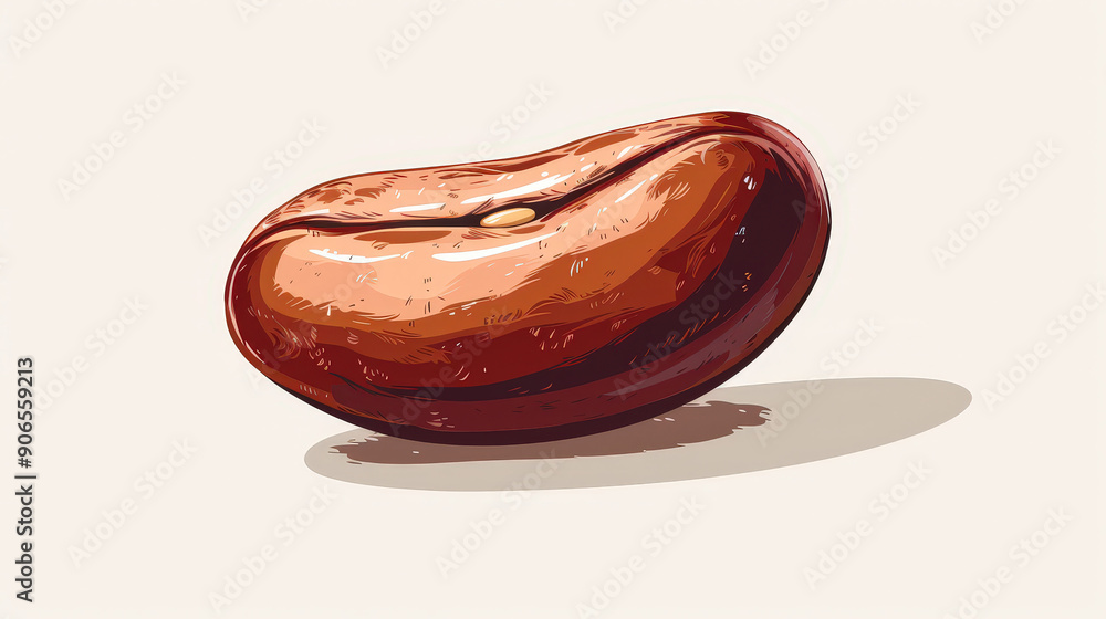 Poster a minimalistic vector art of a single bean, graphic element, clean lines, solid colors, isolated on 