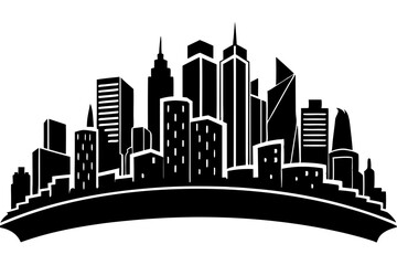 Urban Vibe with Beautiful City Skyline, Elegant City Skyline Silhouette Illustrations: Perfect for Cityscape Decor