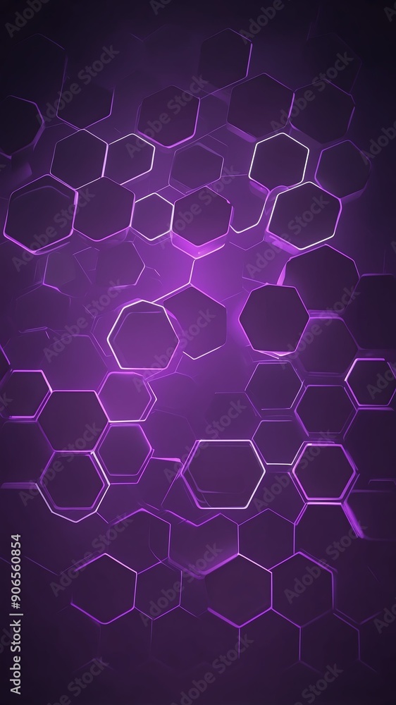 Poster purple hologram hexagon lights projection grid technol technology abstract background with copy spac