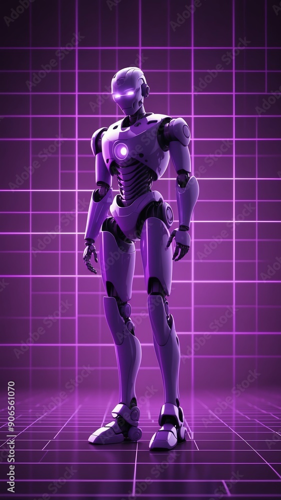 Aufkleber purple hologram robot humanoid projection grid technol technology abstract background with copy spac