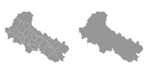 Vologda Oblast map, administrative division of Russia. Vector illustration.