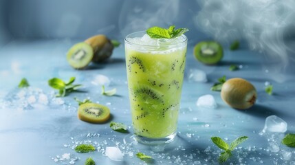 Fototapeta premium Juice drink with fresh kiwi fruit