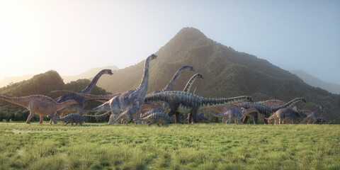 Dinosaurs on the valley. Migration. T
