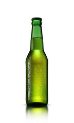 small glass bottle with beer