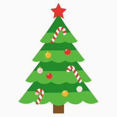 Christmas tree decorated with candy canes vector illustration 