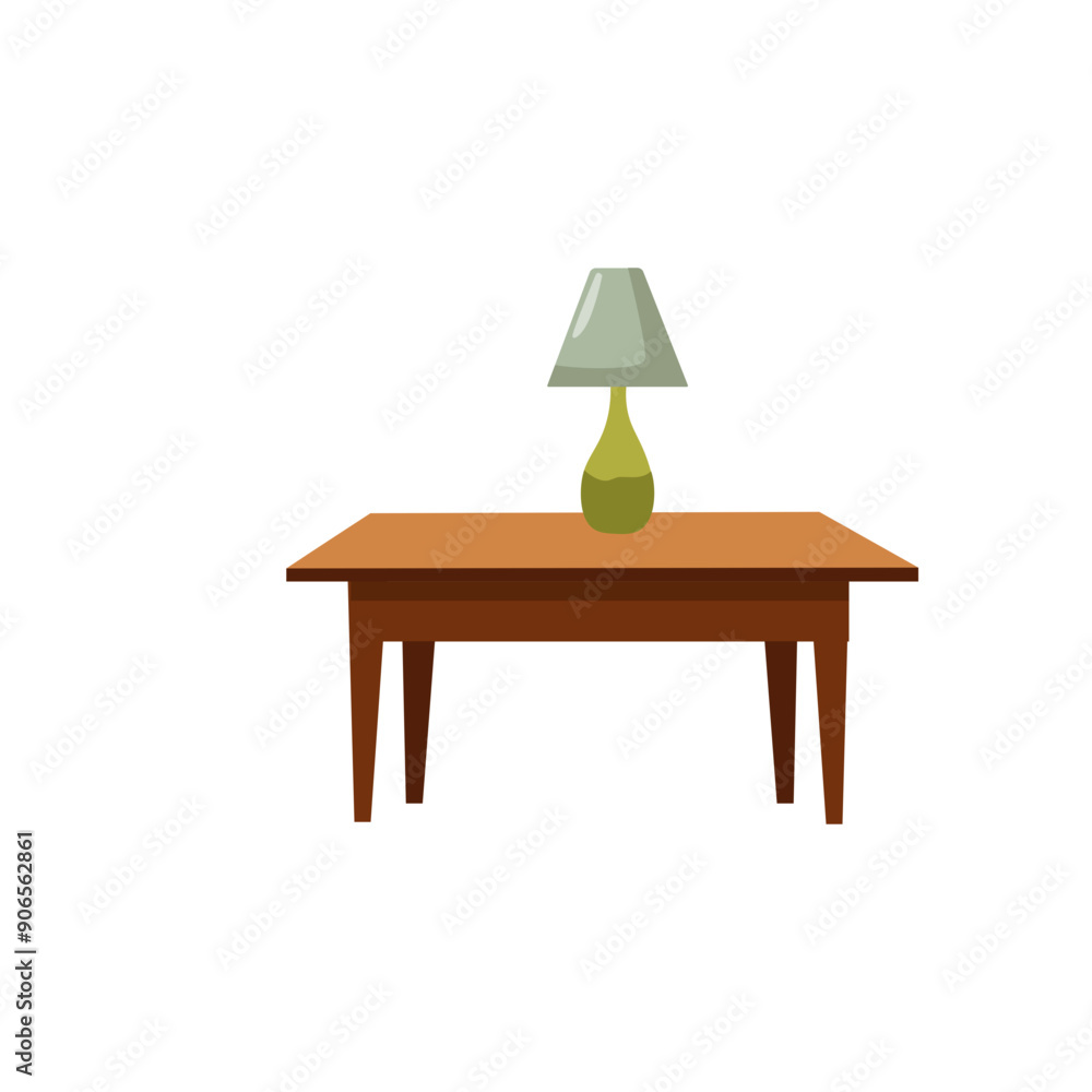 Poster table with desk light minimalist vector illustration ,simple transparent graphic element .isolated o