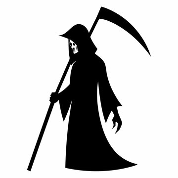 recommend clip art: Grim reaper with a scythe silhouette vector illustration