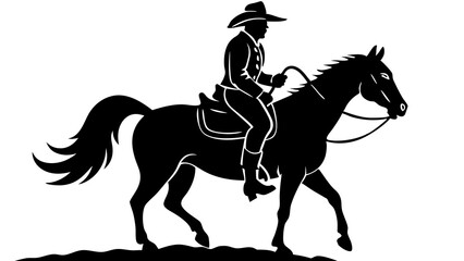 Dynamic Cowboy on Horse Silhouette Graphics for Country Lifestyle