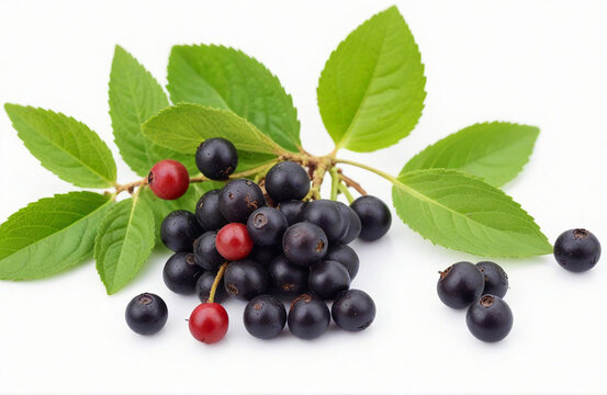 Maqui berry, herbal medicine isolated on white background