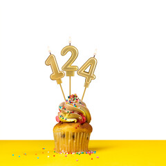 Cupcake with birthday candle - Candle number 124