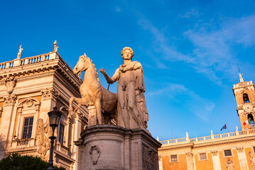 Obraz premium Rome city, Italy. Capitoline square in evening sun
