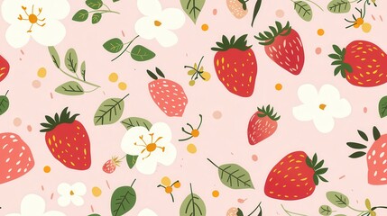 Seamless repetitive pattern background of strawberry fruit