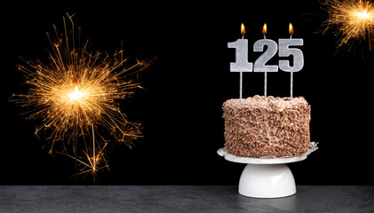 Cake with candle number 125 - Birthday card