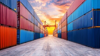 Fototapeta premium Dedicated to global business logistics for freight carriers and cargo transportation with clear blue skies and ample ground space