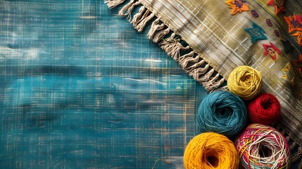 Celebrate National Handloom Day with a poster featuring ample copy space.