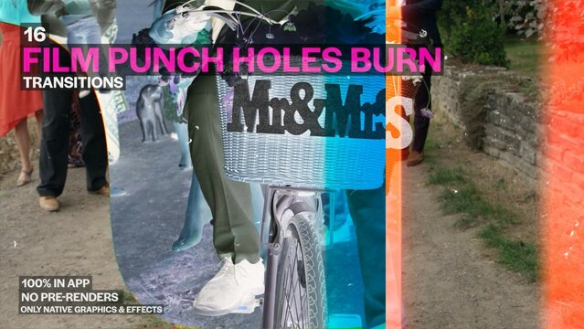 Film Punch Holes Burn, Seamless Dynamic Transitions
