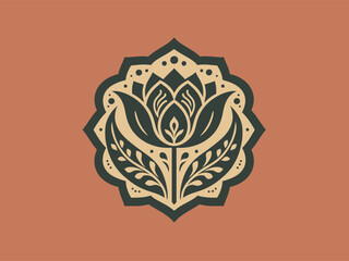 Tulip flower.  Arabic Moroccan floral pattern.  flat vector illustration . print for textiles and interior. Logo, emblem, icon