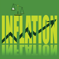 Inflation poster. Vector poster on a social theme. Word Inflation on green background with reflection.