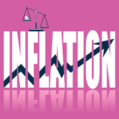 Inflation poster. Vector poster on a social theme. Word Inflation on pink background with reflection.