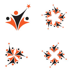 Human and people welfare logo design community care friendship unity vector icon and social organization logo design, human logo design, organization logo, social working