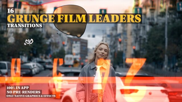 Grunge Film Leader, Seamless Dynamic Transitions
