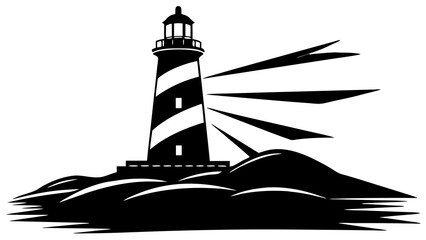 Elegant Lighthouse Silhouette Illustrations: Perfect for Seaside Deco
