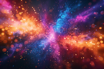 Obraz premium Colorful pixel explosion effect on black background