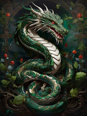 green dragon on the background