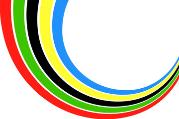 Abstract wavy stripes way of Olympic games colors isolated white background. Vector illustration.