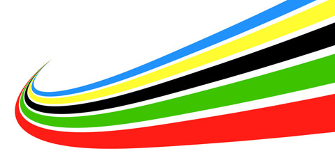 Abstract wavy stripes way of Olympic games colors isolated white background. Vector illustration.