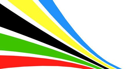 Abstract wavy stripes way of Olympic games colors isolated white background. Vector illustration.