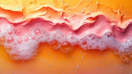 Oceanic Bubbles, Pink Foam Waves, Underwater Vibrant Colors, Water Surface, Seascape