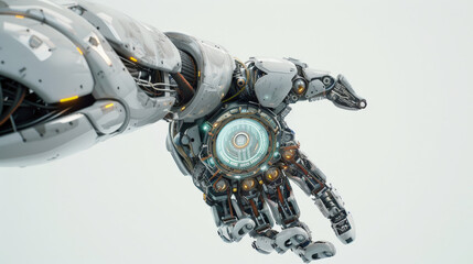 Fototapeta premium Futuristic Cyborg Holding Technological Element