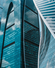 Skyscrapers against a clear sky