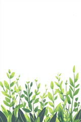 beginning of spring, Plants and flowers Background, willow, rice,Spring green, bright background, top white space, flat illustration,