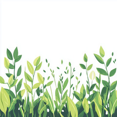 beginning of spring, Plants and flowers Background, willow, rice,Spring green, bright background, top white space, flat illustration,