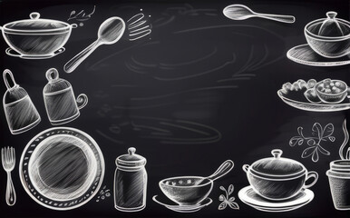 advertising chalkboard dishes menu in the restaurant with copy space