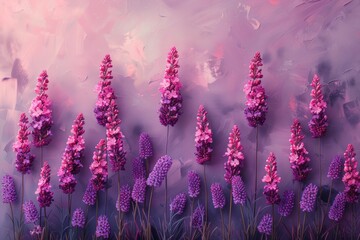 Obraz premium Painted Flowers, Purple Field, Flower Artwork