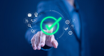 service best certification industrial, quality control concept. service system business certificate...