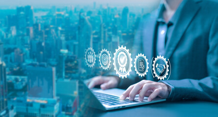 quality control concept. service system business certificate standard iso digital technology. quality guarantee process and satisfaction with customers. service best certification industrial.