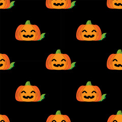Pumpkin seamless pattern. Halloween funny print. 