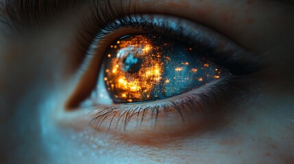 Naklejka premium Exploring the Future of Technology: A Close-Up on Human Interaction with Digital Interfaces