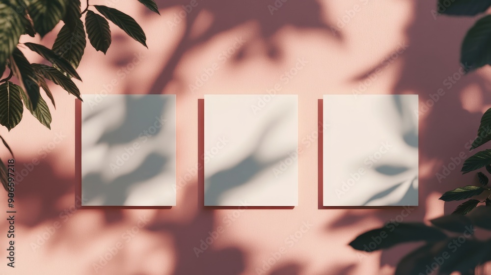 Poster modern mock up in realistic 3d rendering depicting several different horizontal business cards with 