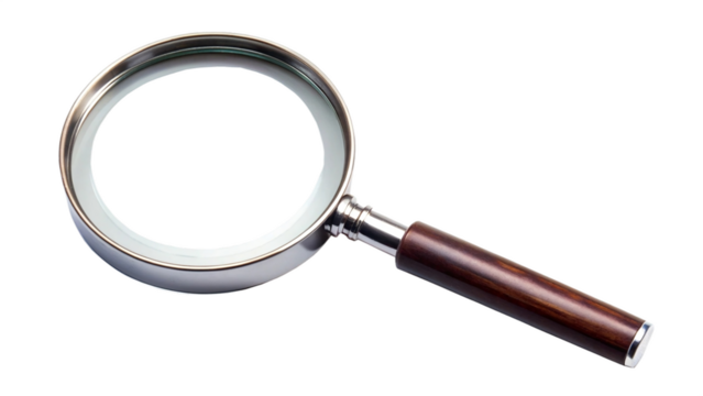 Magnifying glass isolated on white and transparent background