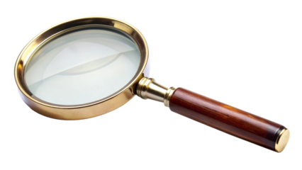Magnifying glass isolated on white and transparent background